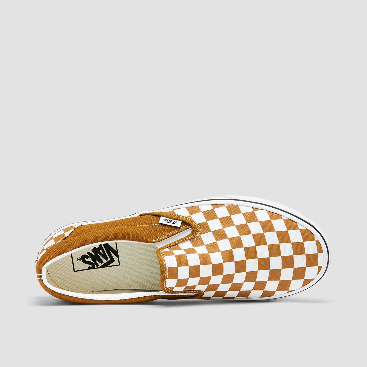 Vans Classic Slip-On Shoes - Checkerboard Golden Brown