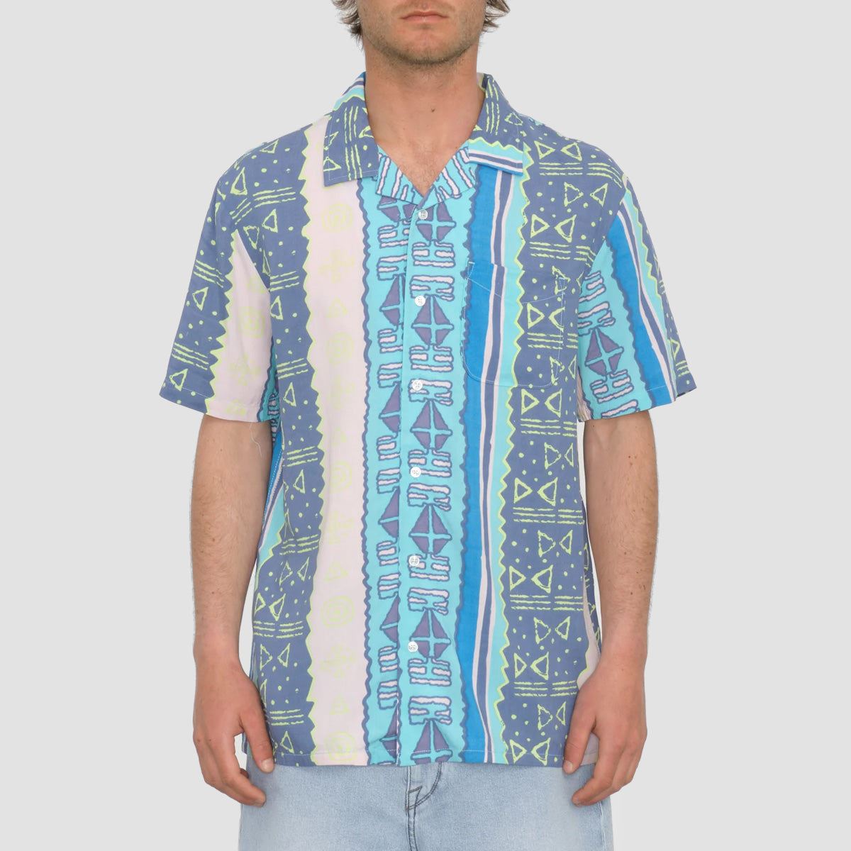 Volcom Bold Moves Short Sleeve Shirt  Crete Blue