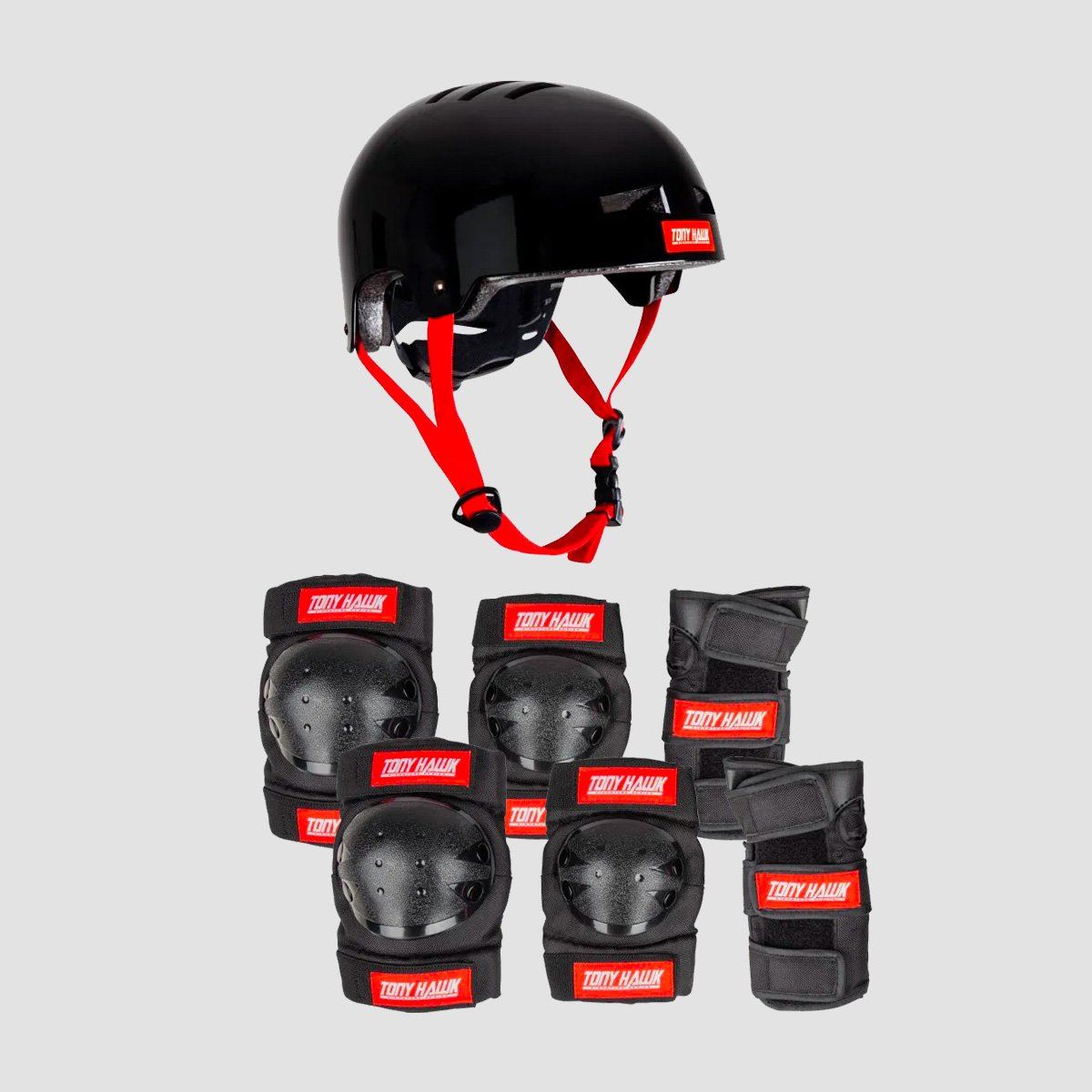 Tony Hawk Protective Set Helmet & Padset Black/Red - Kids