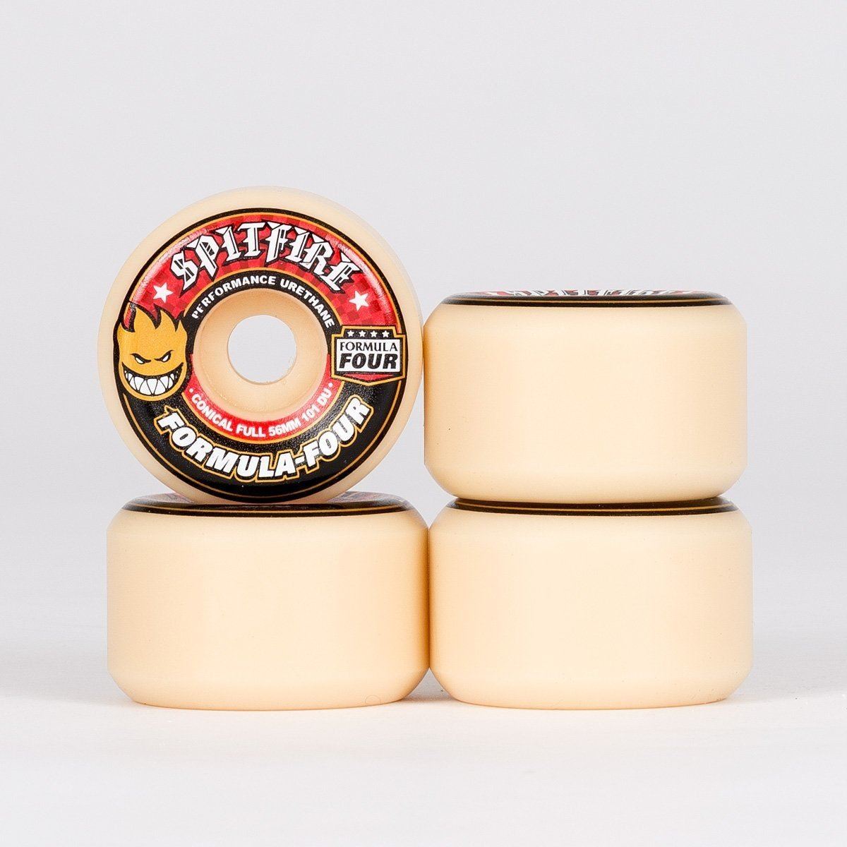 Spitfire Formula Four Conical Full 101DU Skateboard Wheels Natural/Red 56mm