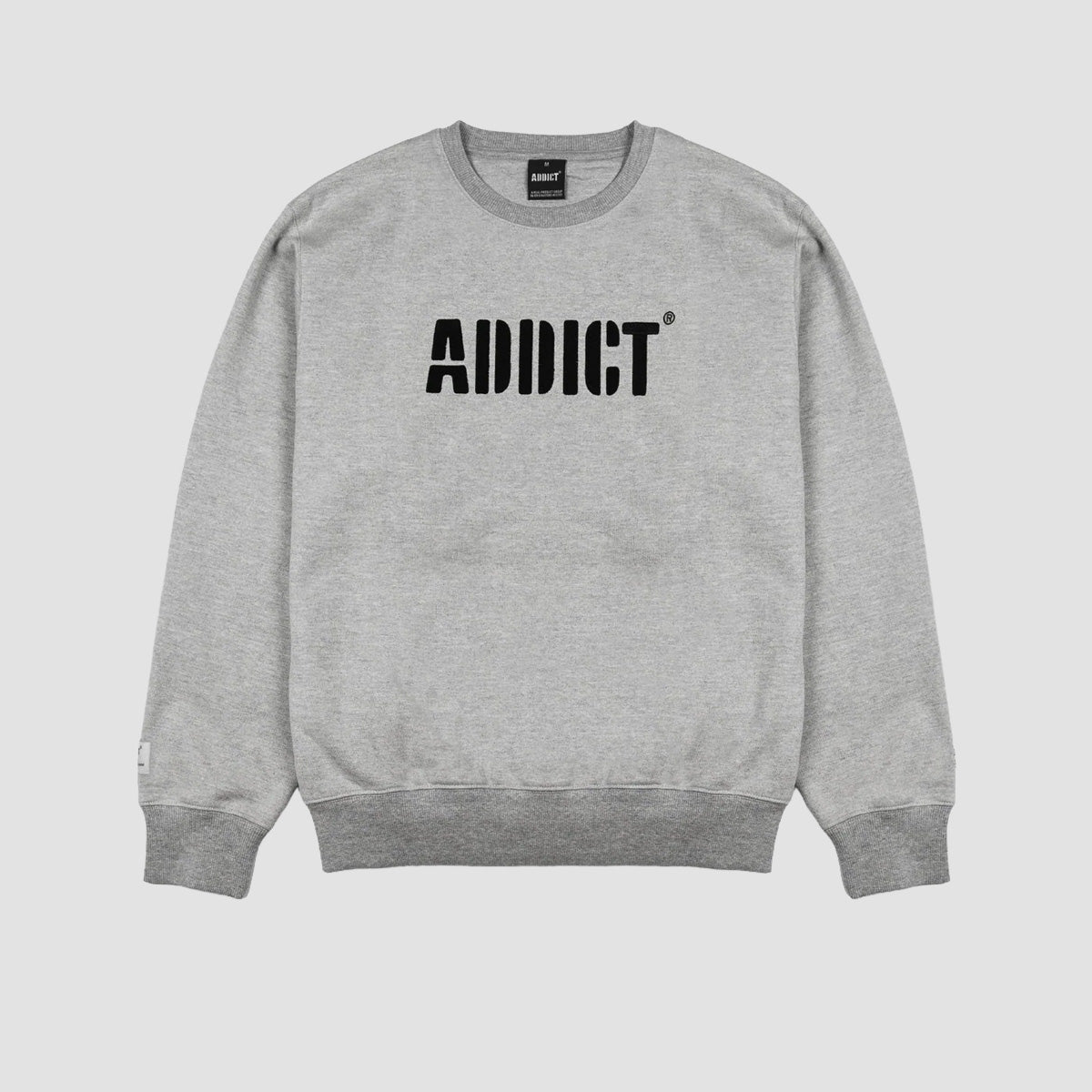 Addict Stencil Crew Sweatshirt Grey Marle