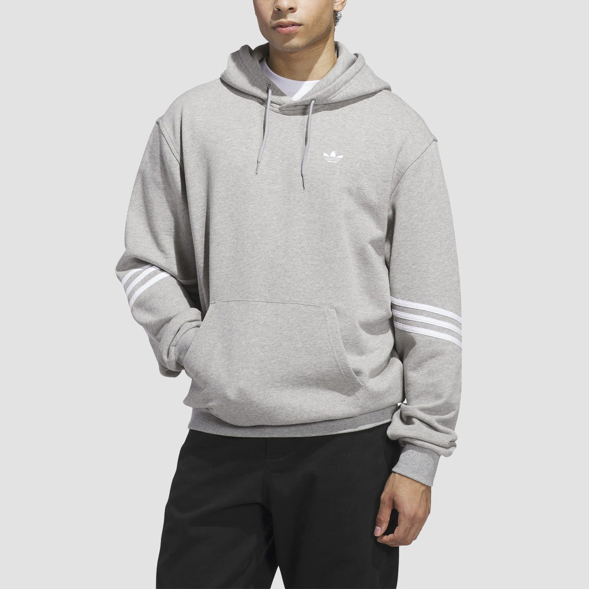 adidas Skateboarding Classics Pullover Hoodie (Gender Neutral) Medium Grey Heather/White