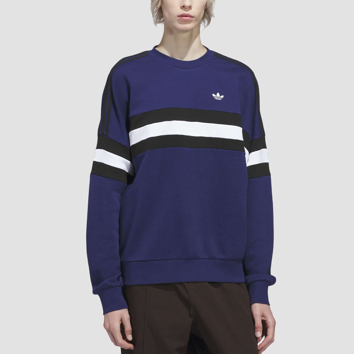 adidas Skateboarding Vintage Inspired Crewneck Sweatshirt Dark Blue/Black/White