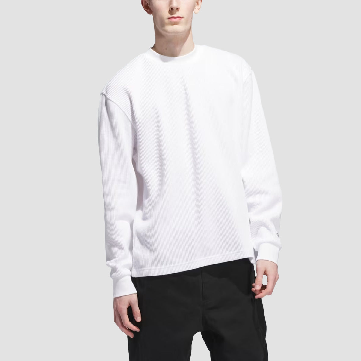 adidas Skateboarding Waffle Knit Longsleeve T-Shirt (Gender Neutral) White