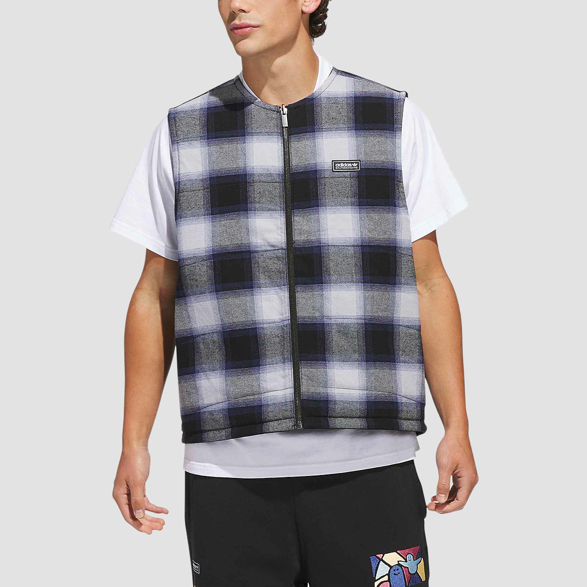 adidas Skateboarding X Mark Gonzales Plaid Reversible Vest Jacket Black
