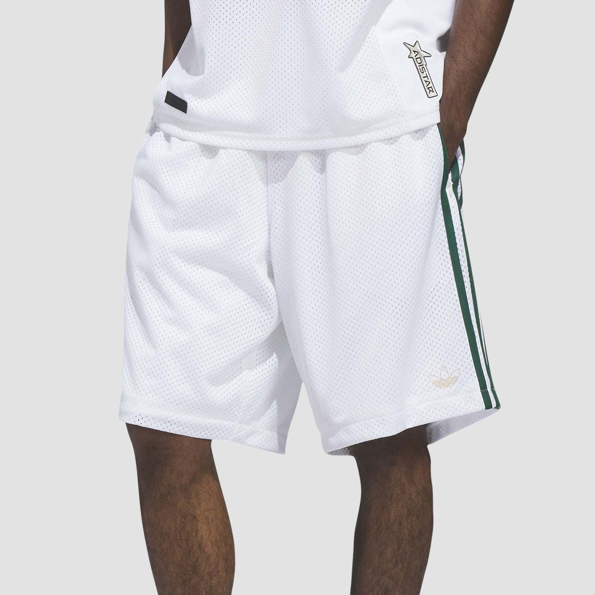 adidas Skateboarding X Tyshawn Bball Shorts White/Matte Gold/Collegiate Green
