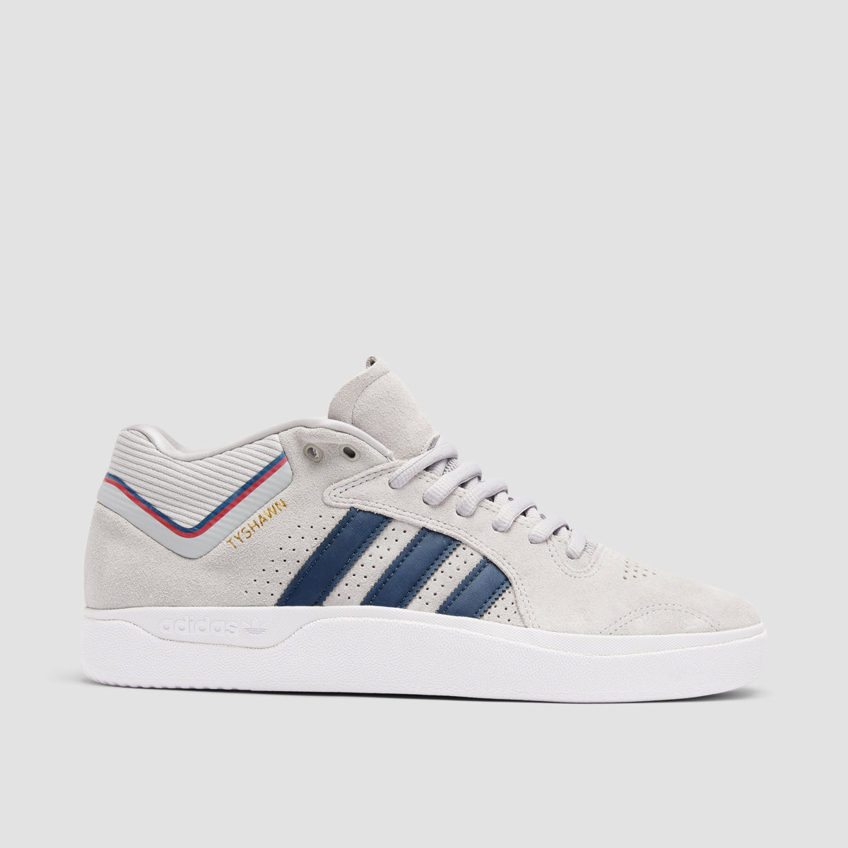 adidas Tyshawn Mid Top Shoes - Grey Two/Collegiate Navy/Gold Met