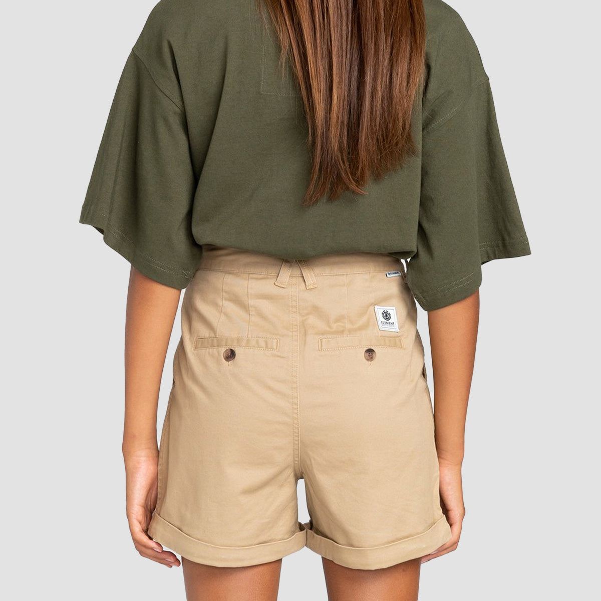 Element Olsen B High Waist Shorts Desert Khaki - Womens