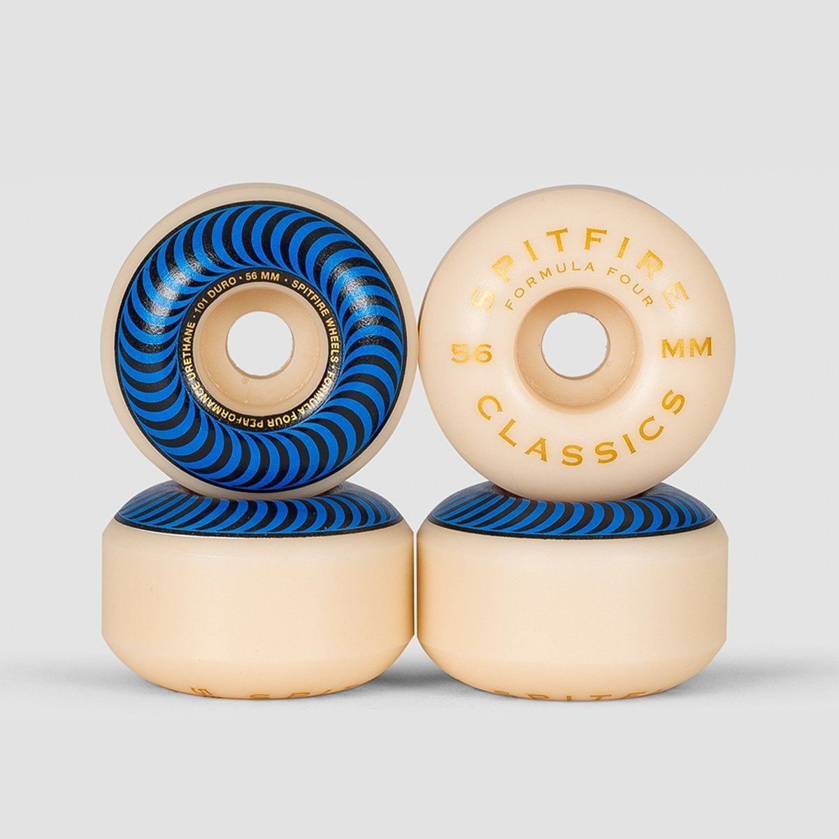 Spitfire Formula Four Classic 101DU Skateboard Wheels Natural/Blue 56mm