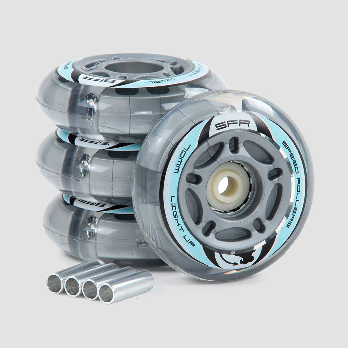 SFR Light Up Inline Wheels Silver 64mm