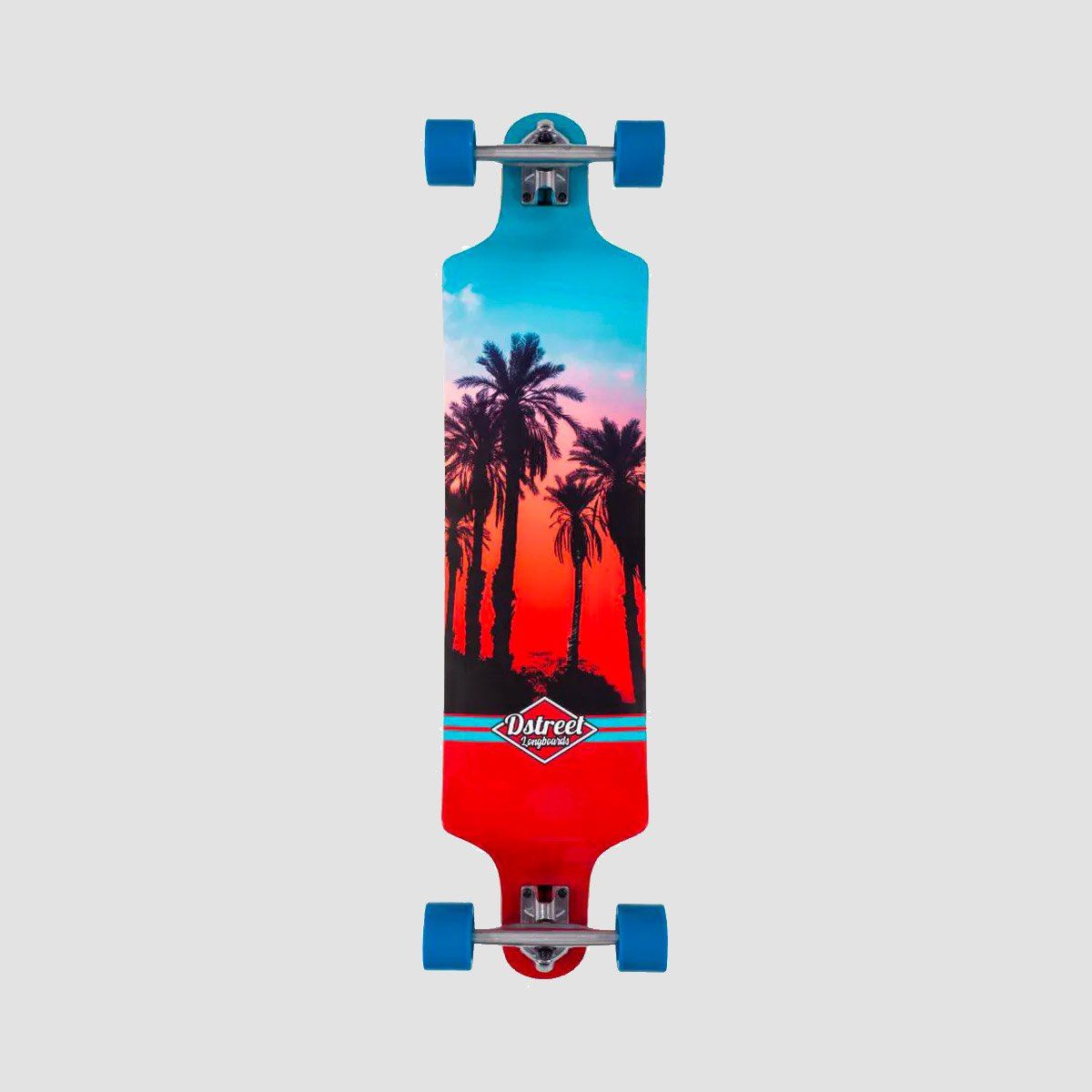 D Street Hawaiian Drop Down Longboard Skateboard Blue/Red - 38"