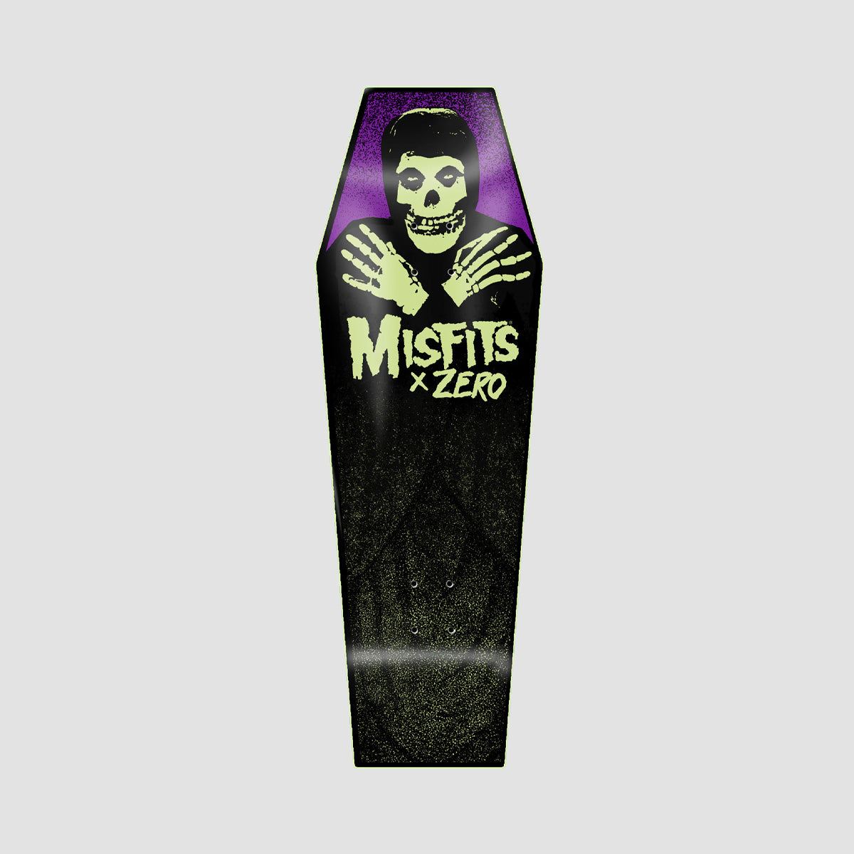 Zero X Misfits Fiend Coffin Mid Skateboard Deck GITD Dip - 9.5"