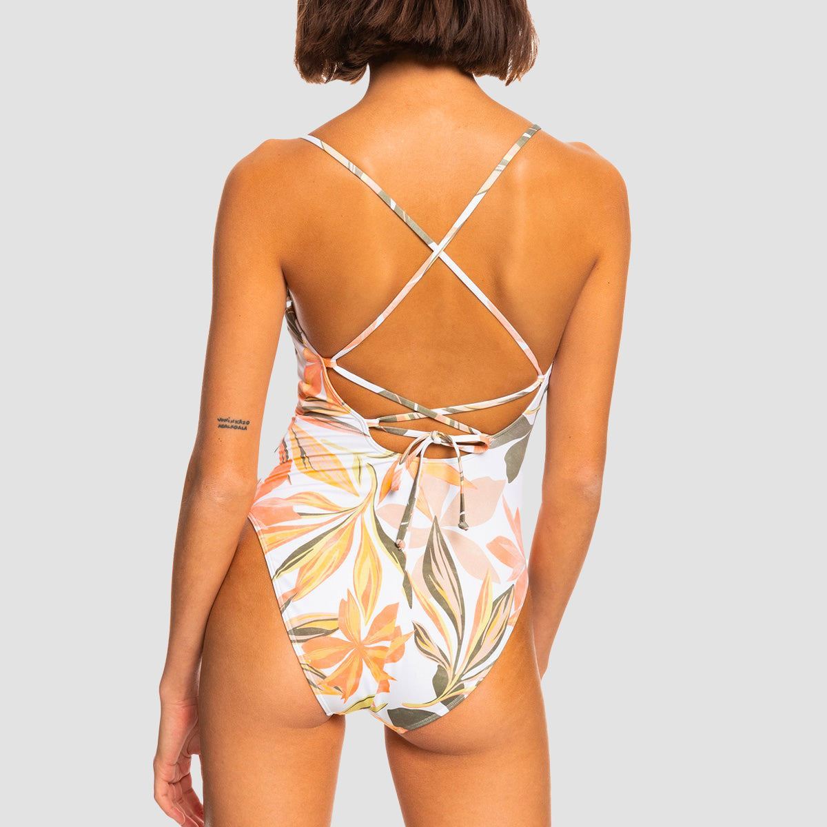 Roxy Beach Classics One-Piece Swimsuit Bright White Subtly - Womens