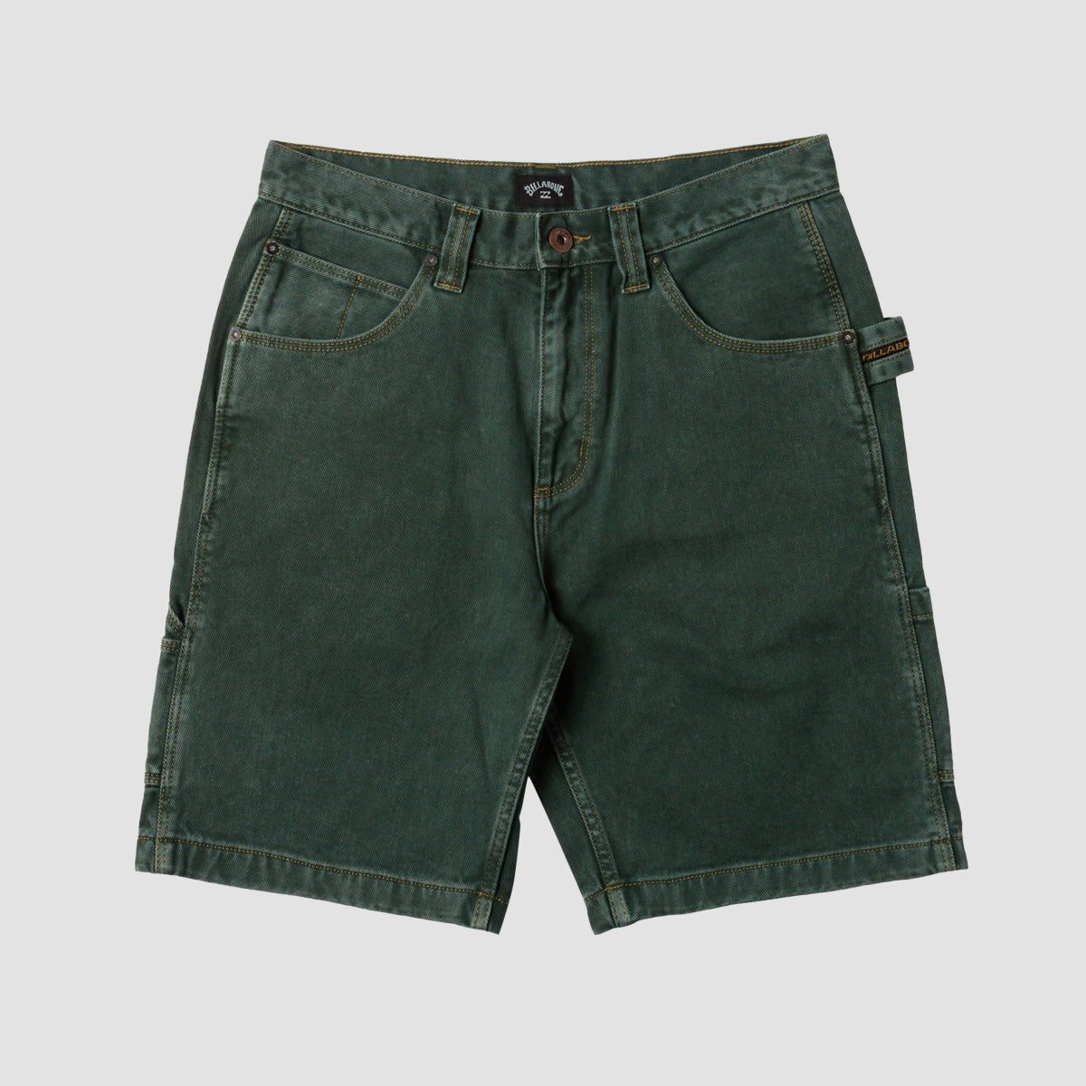 Billabong Bad Dog Workwear Denim Shorts Green Overdye