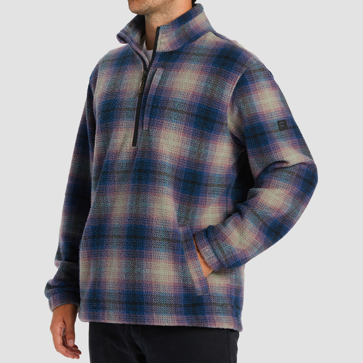 Billabong Boundary Half-Zip Mock Neck Fleece Dark Blue Medium Dark Blue