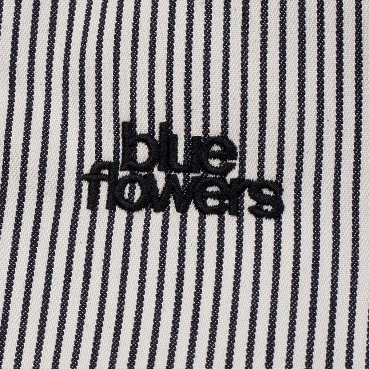 Blue Flowers Hickory Short Sleeve Shirt Black/White