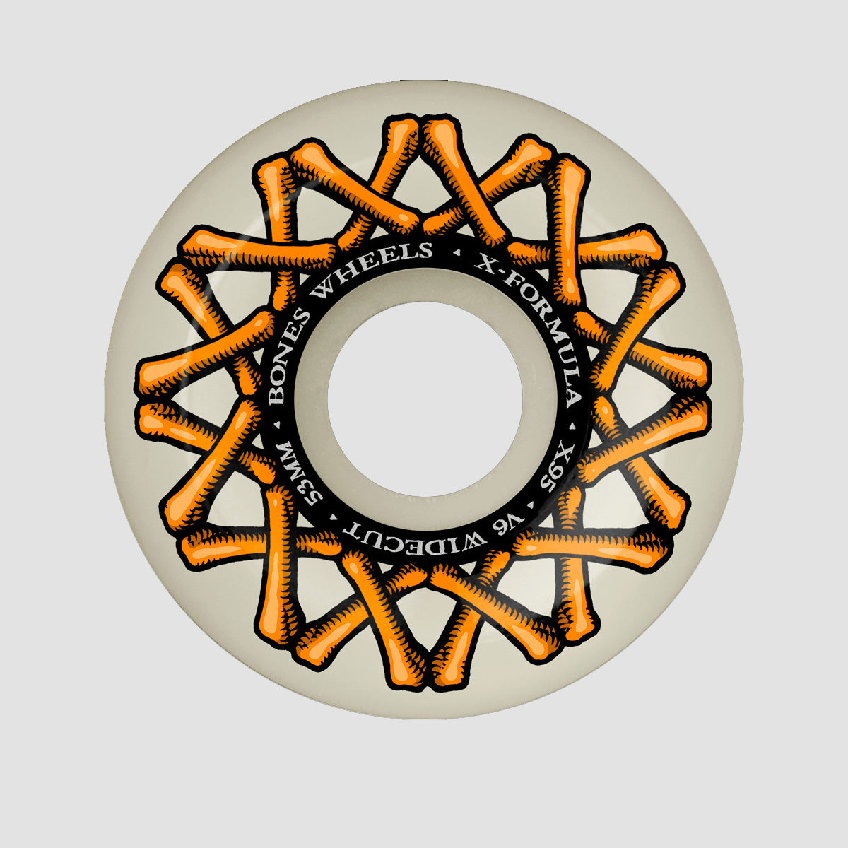 Bones X-Formula XF Widecut V6 95A Skateboard Wheels White 53mm