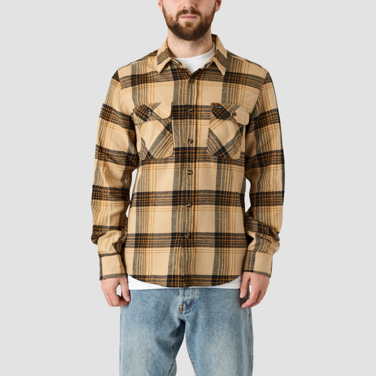 Brixton Bowery Longsleeve Flannel Shirt Sand/Black