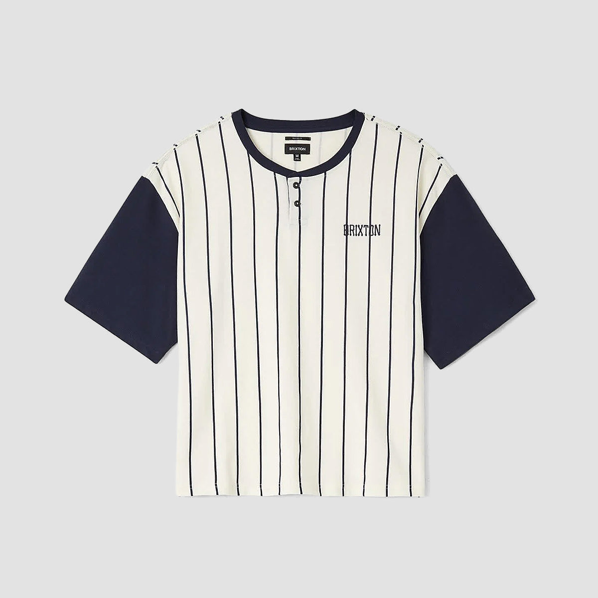 Brixton Boxy Baseball T-Shirt Off White Stripe/Washed Navy