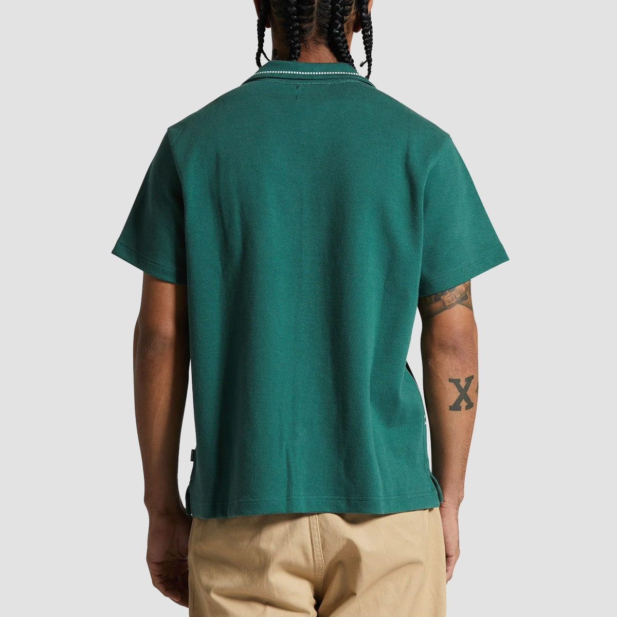 Brixton Bunker Jacquard Knit Short Sleeve Shirt Trekking Green