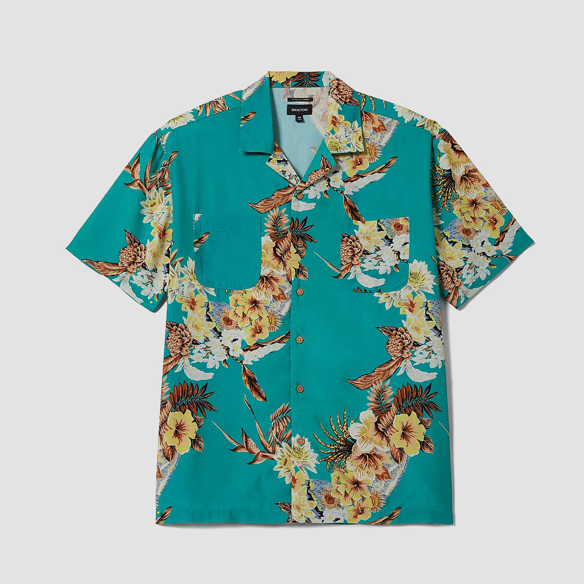 Brixton Bunker Vacation Short Sleeve Shirt Retro Green