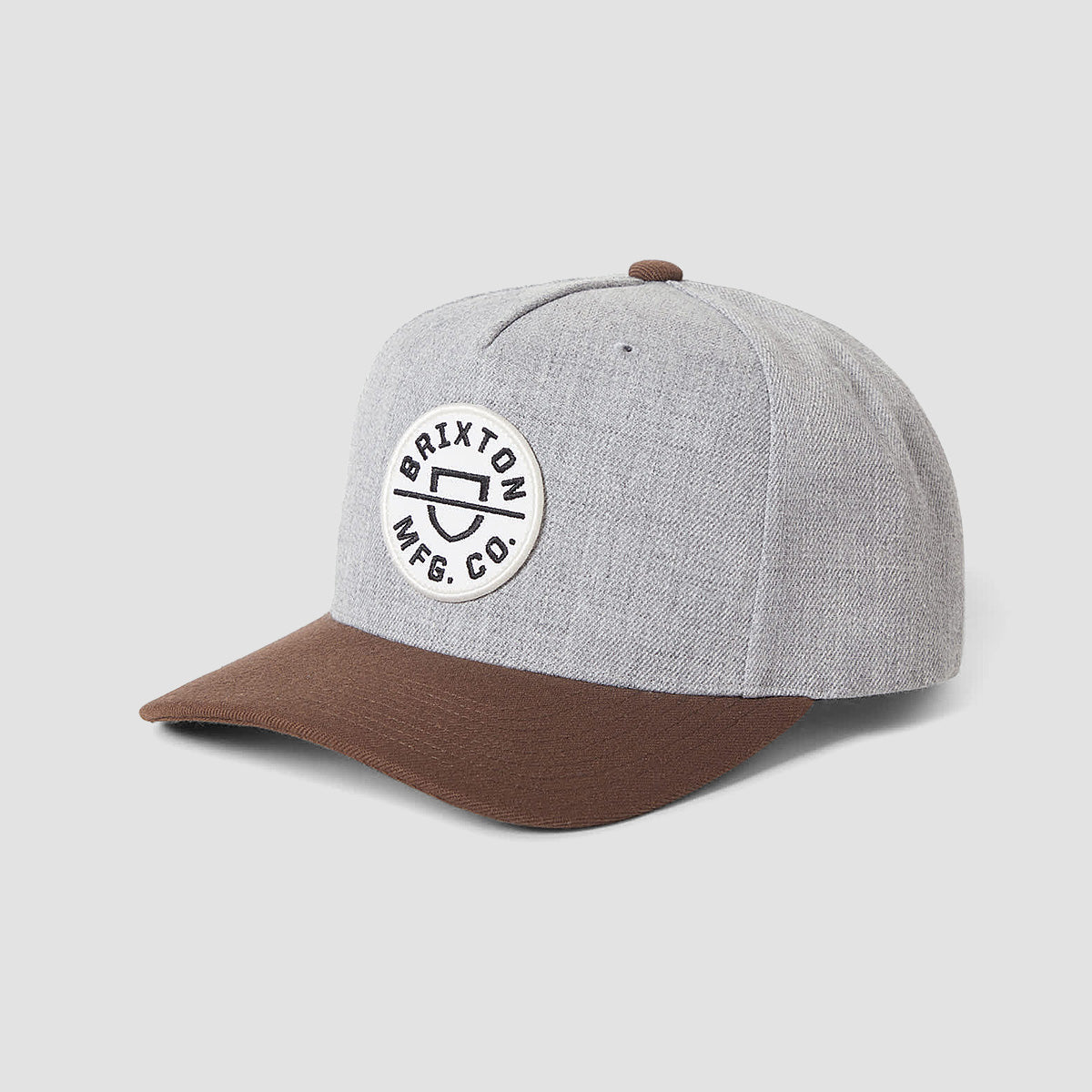 Brixton Crest C MP Snapback Cap Heather Grey/Pinecone Brown