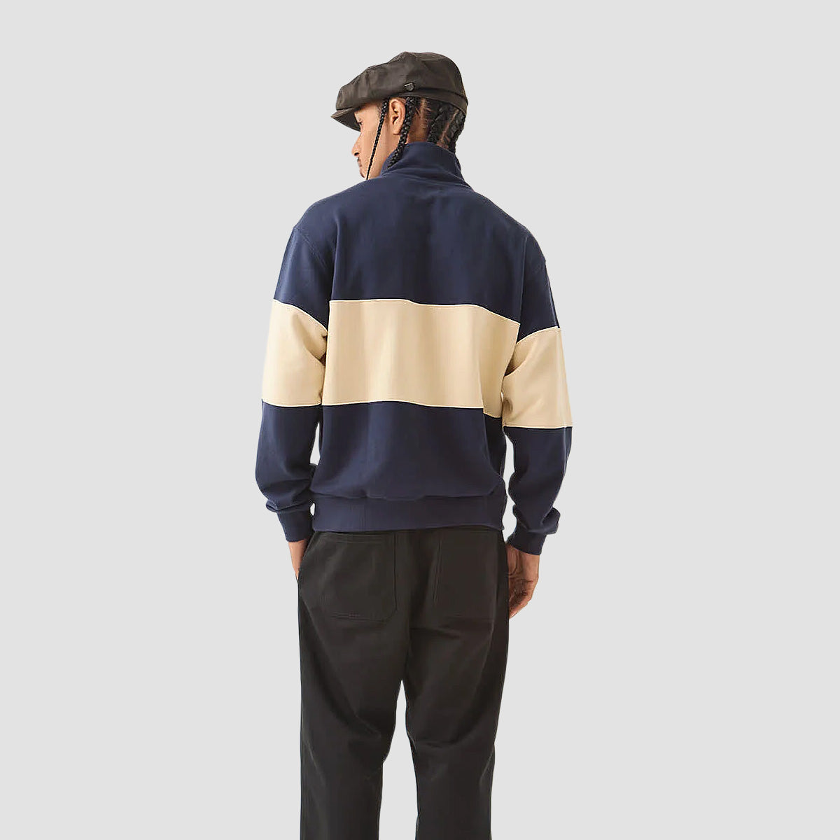 Brixton Danville Quarter Zip Sweatshirt Navy/Whitecap