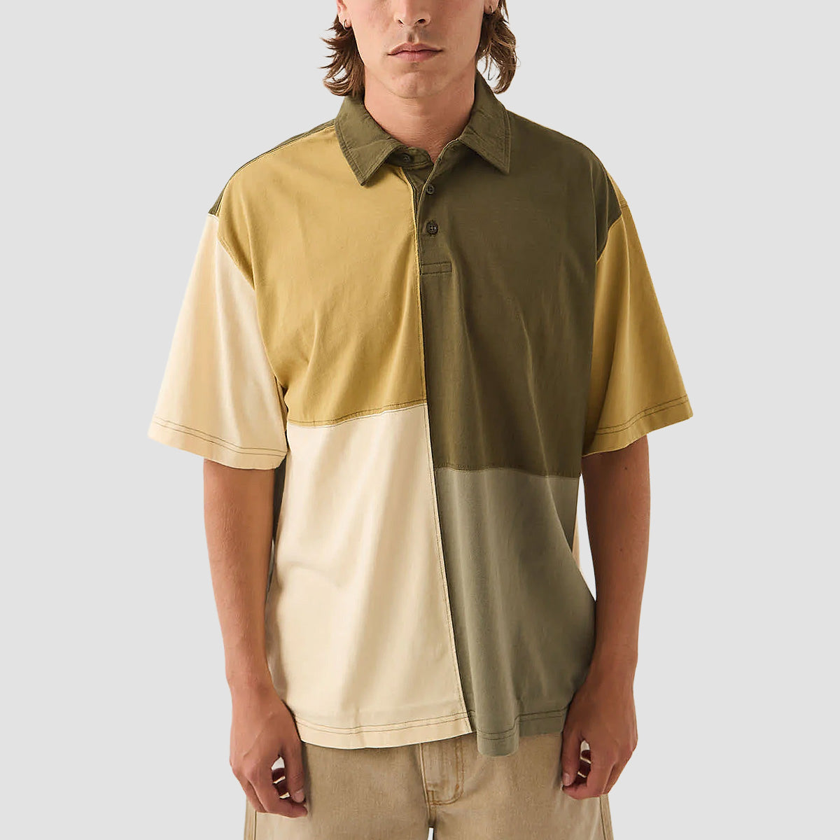 Brixton Deco Relaxed Polo Shirt Tonal Color Block