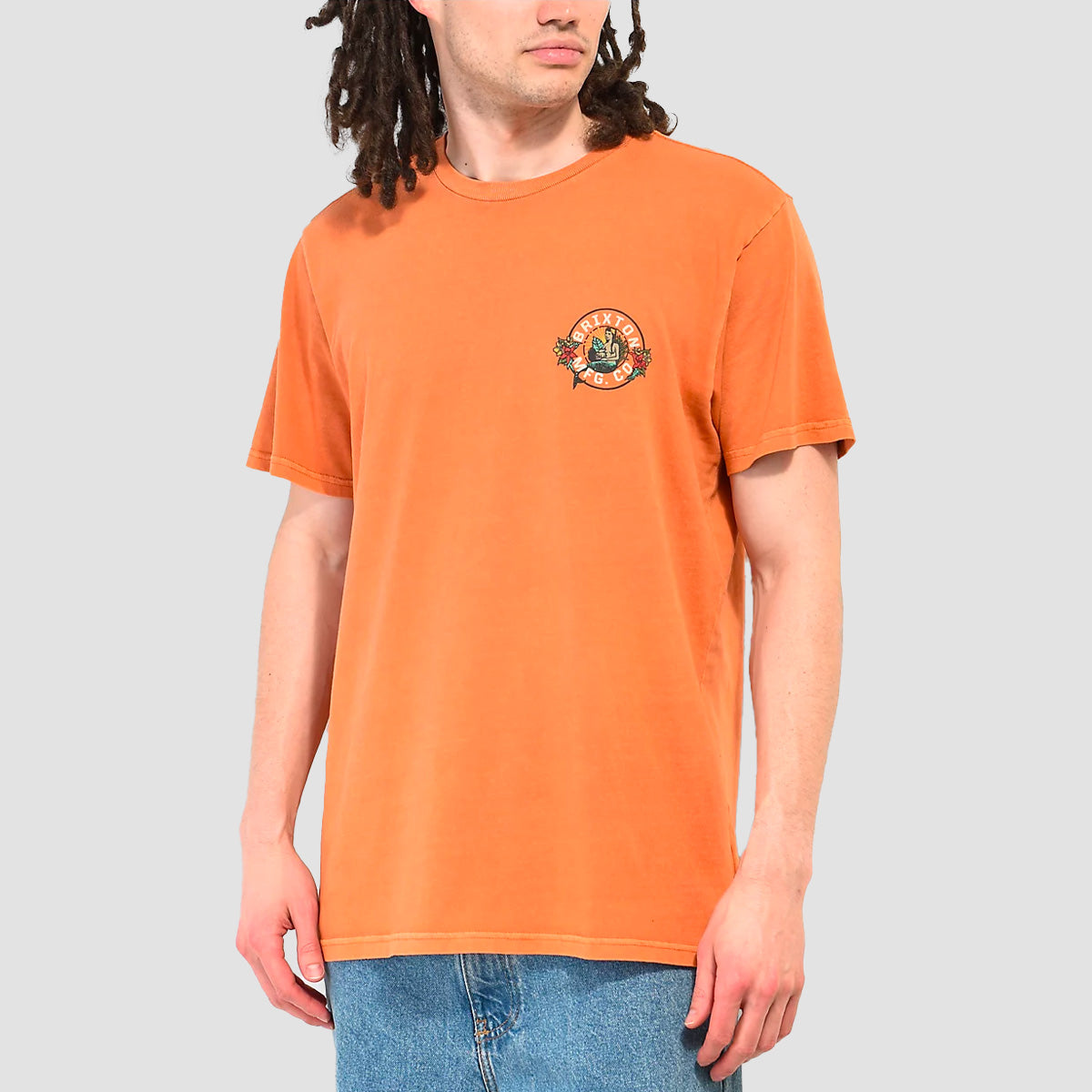 Brixton Geneva T-Shirt Paradise Orange Worn Wash