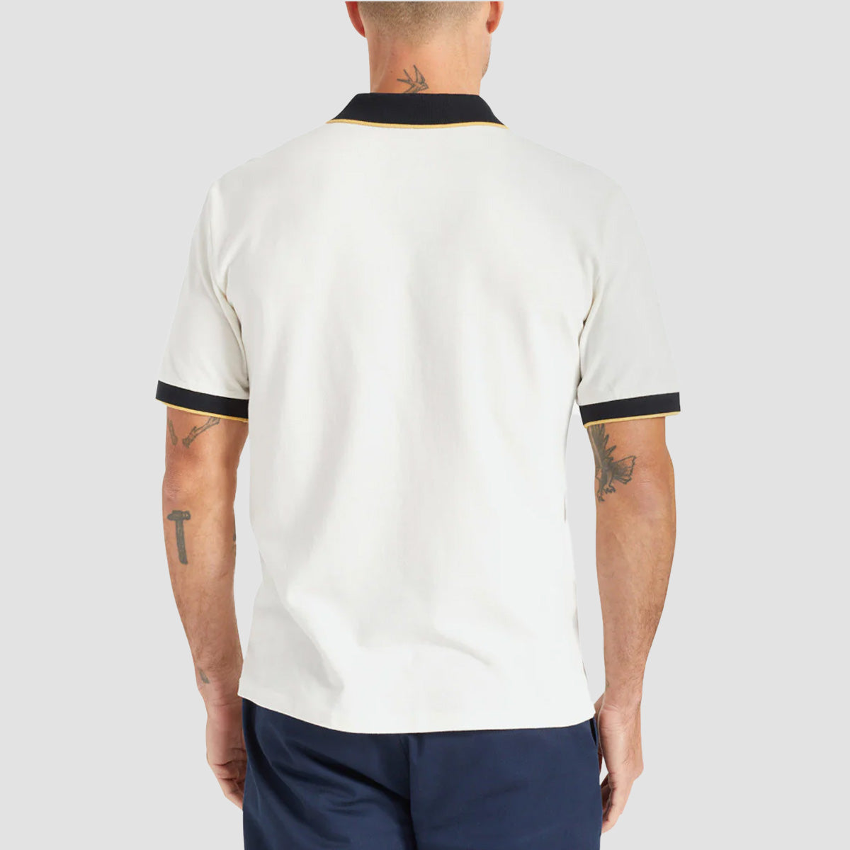 Brixton Proper Short Sleeve Polo Shirt Off White/Black