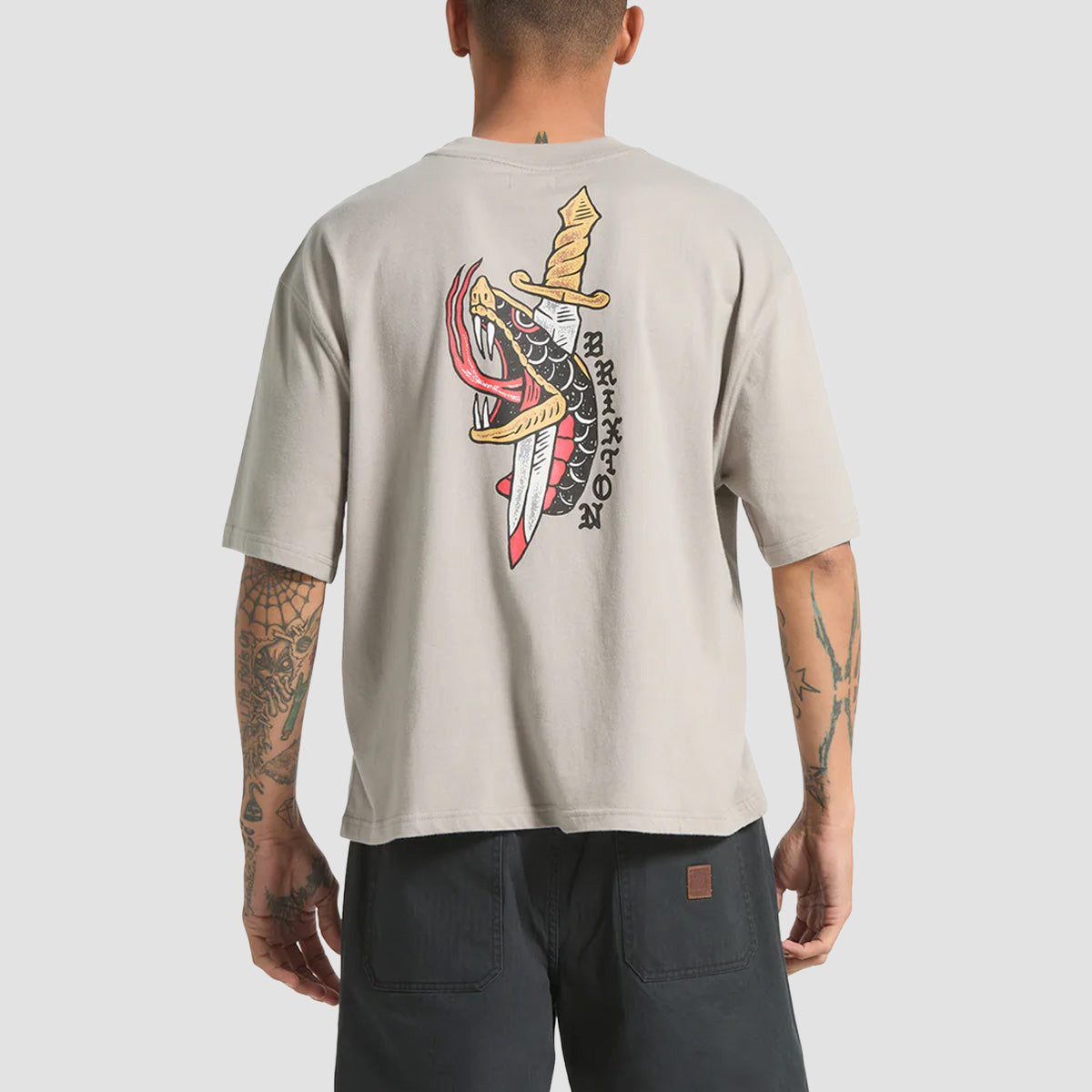 Brixton Sword Boxed Crop T-Shirt Pebble Stone