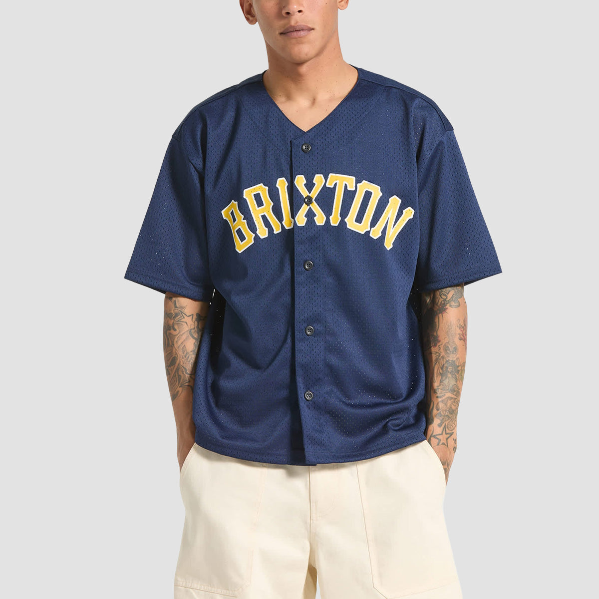 Brixton The Brixton Mesh Baseball Jersey Washed Navy