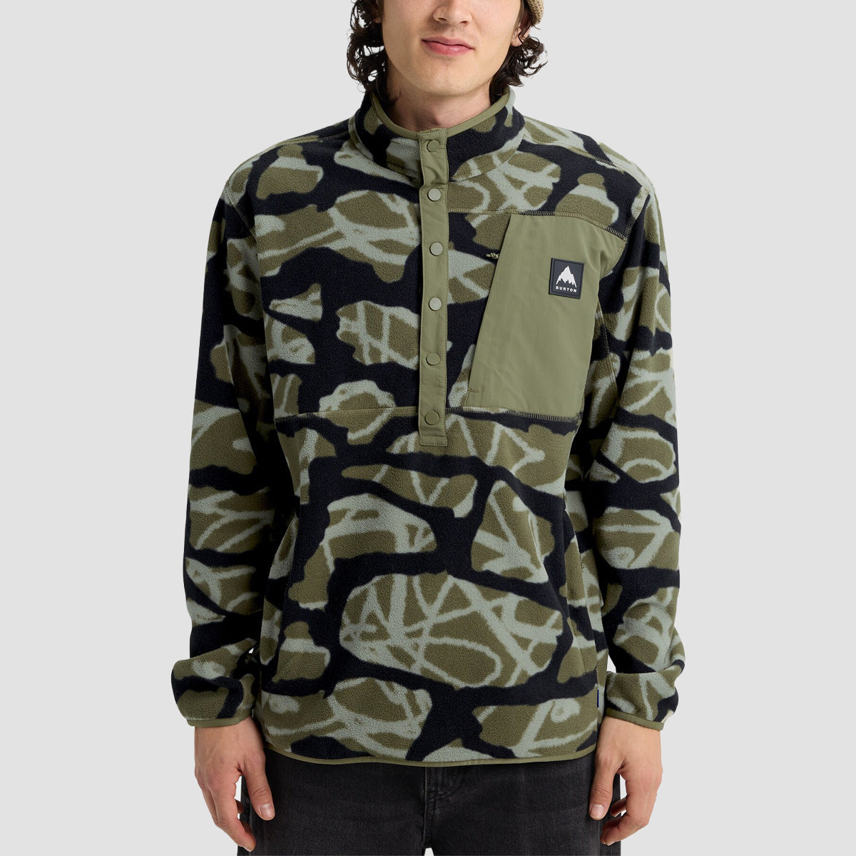 Burton Cinder Pullover Fleece Sweatshirt Graffiti Camo