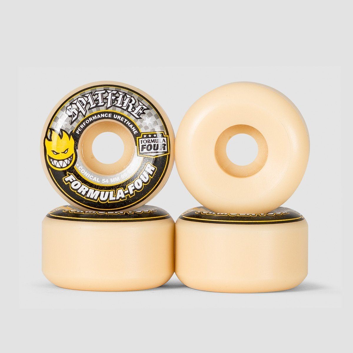 Spitfire Formula Four Conical 99DU Skateboard Wheels Natural/Yellow 54mm