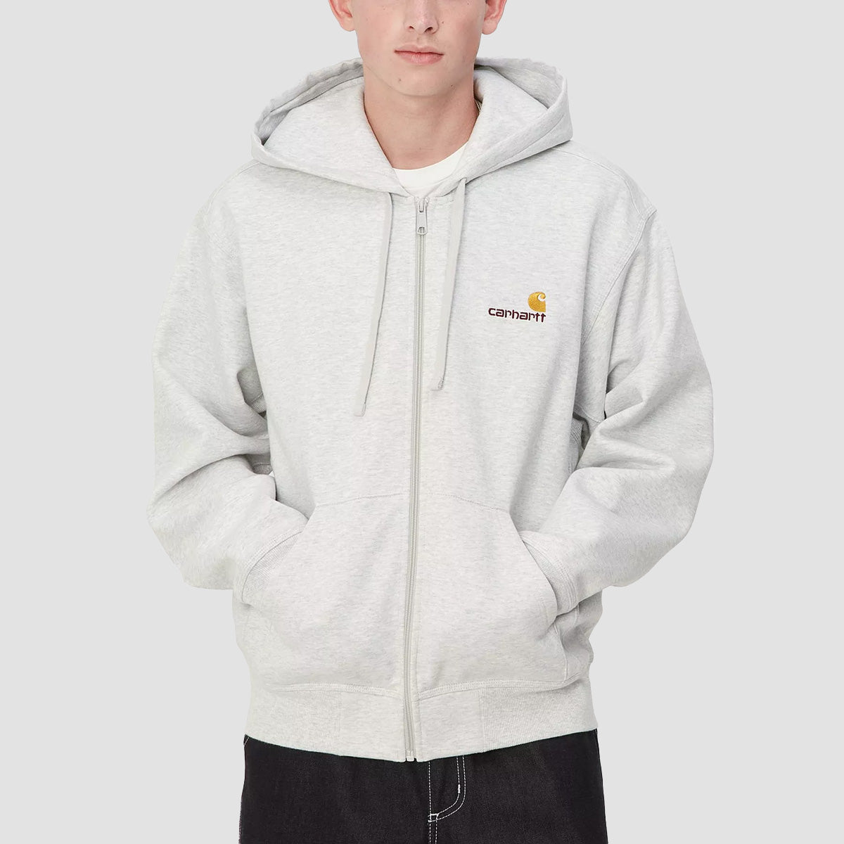 Carhartt WIP American Script Zip Hoodie Ash Heather