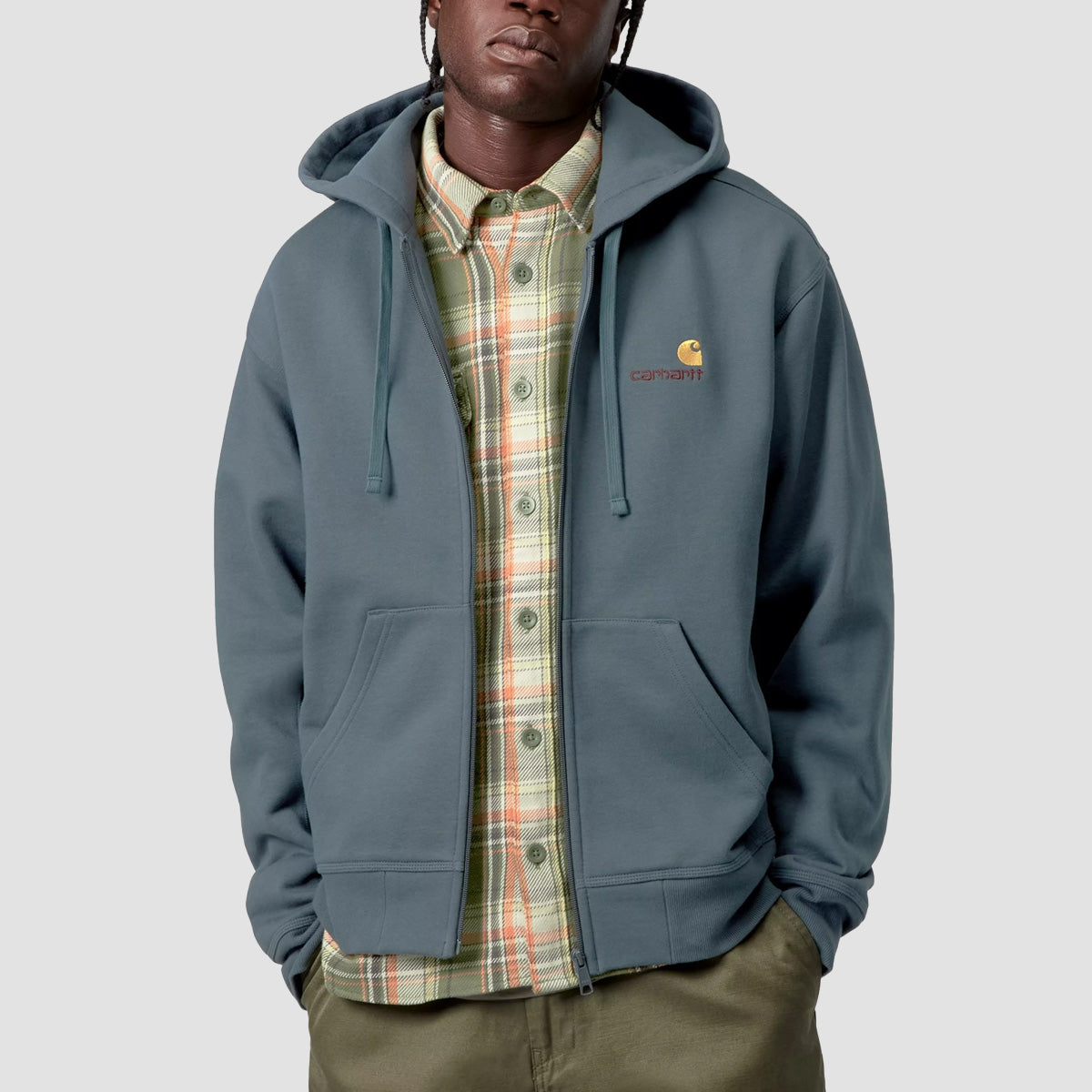 Carhartt WIP American Script Zip Hoodie Ash Heather