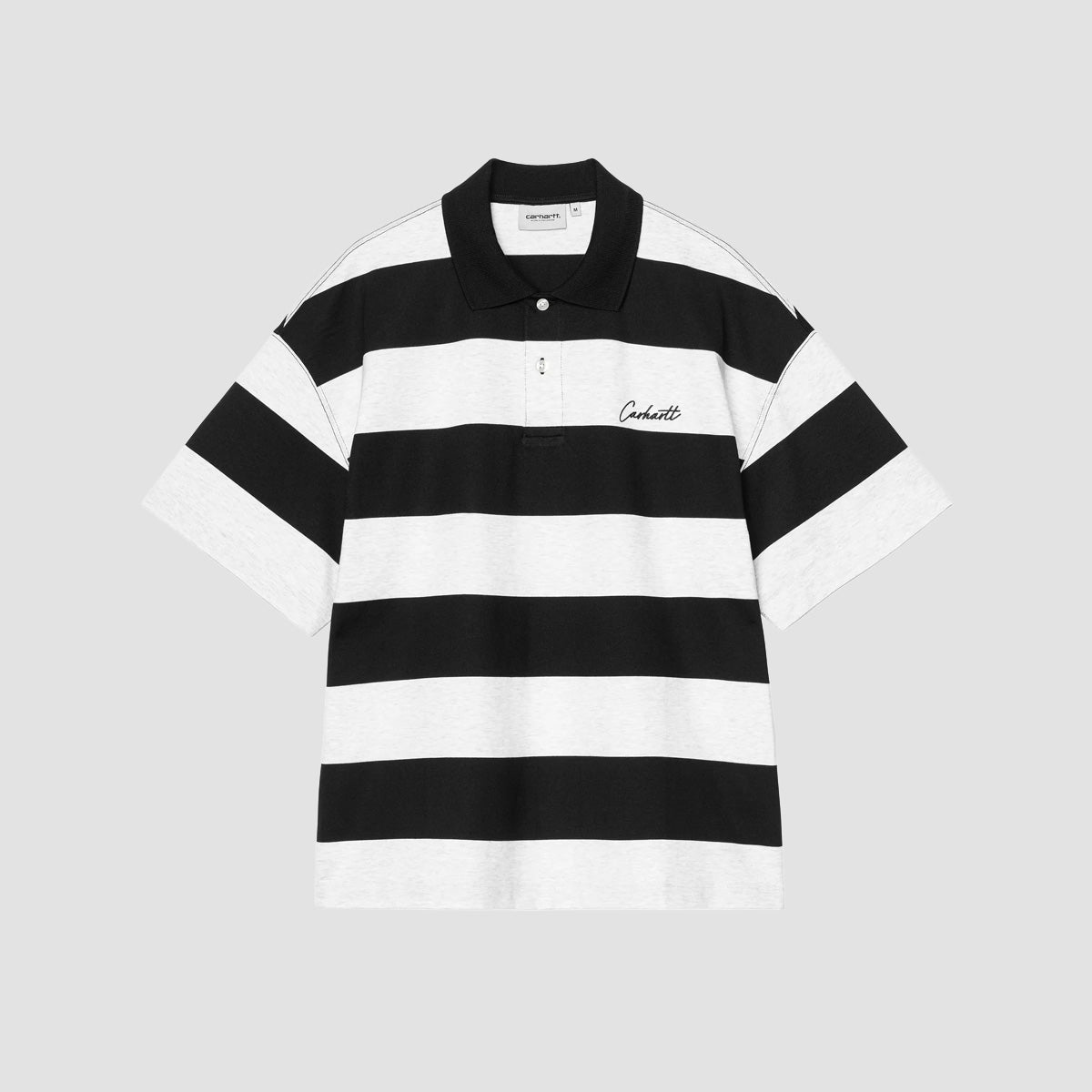 Carhartt WIP Delray Stripe Short Sleeve Polo Shirt Black