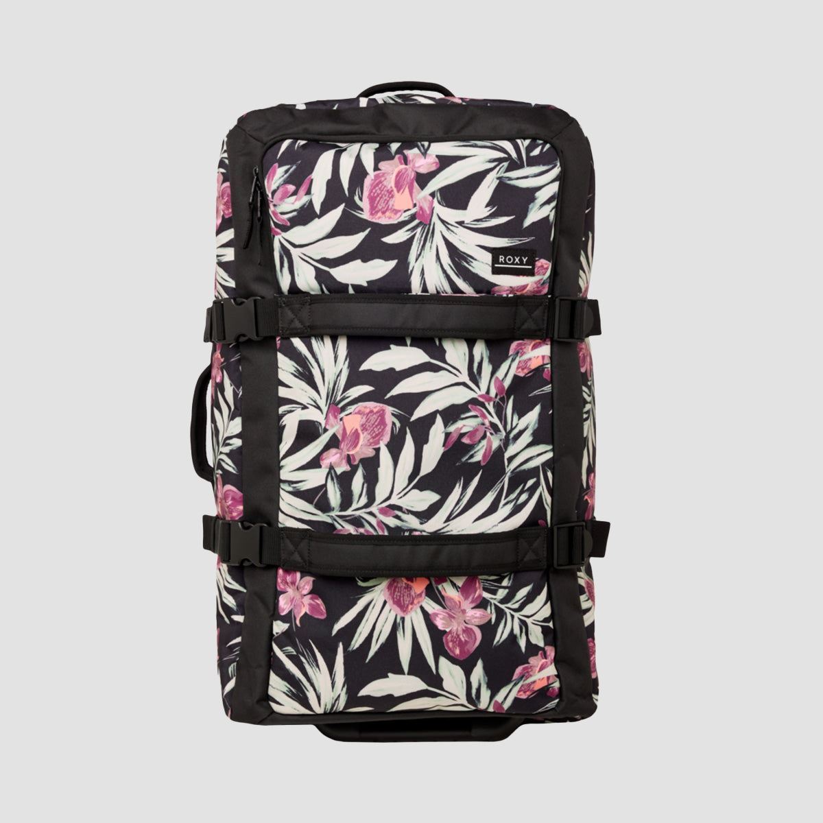 Roxy Travel Dreaming 62L Wheelie Suitcase Anthracite Wind Swept Floral - Womens