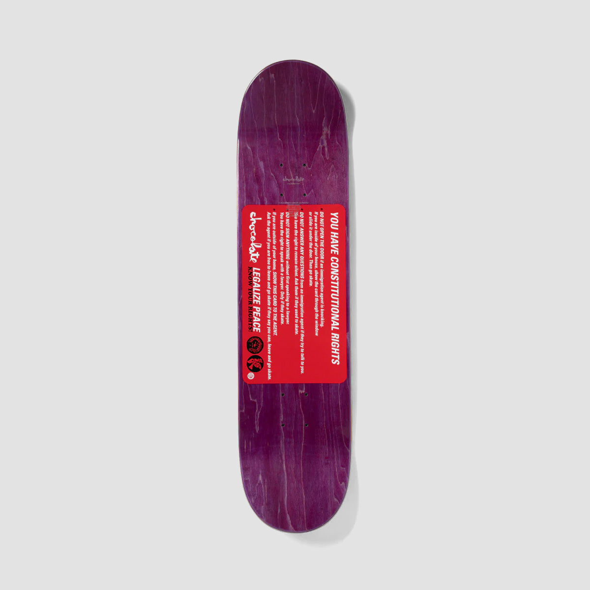 Chocolate 'Legalize Peace' Know Your Rights Stevie Perez Skateboard Deck - 8.4"