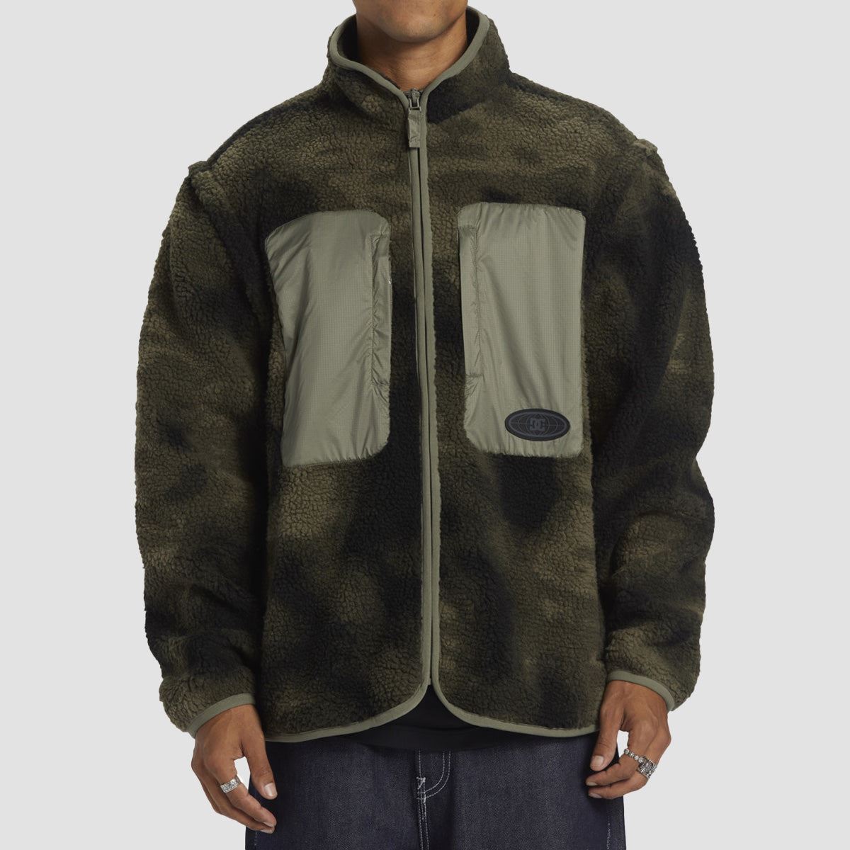 DC Traverse Fleece Jacket/Vest Olive Overspray Print