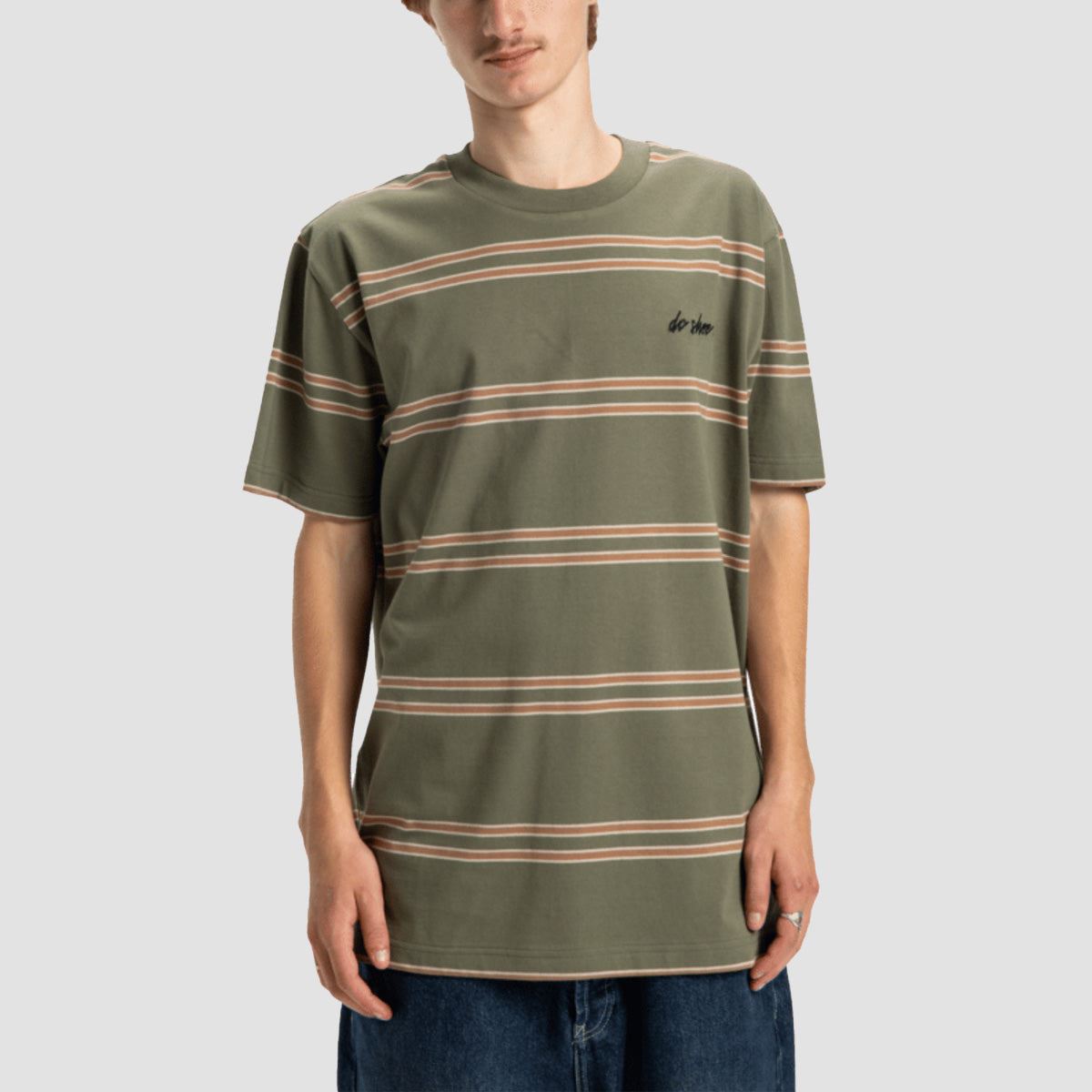 DC Maximize Stripe T-Shirt Bronze Green