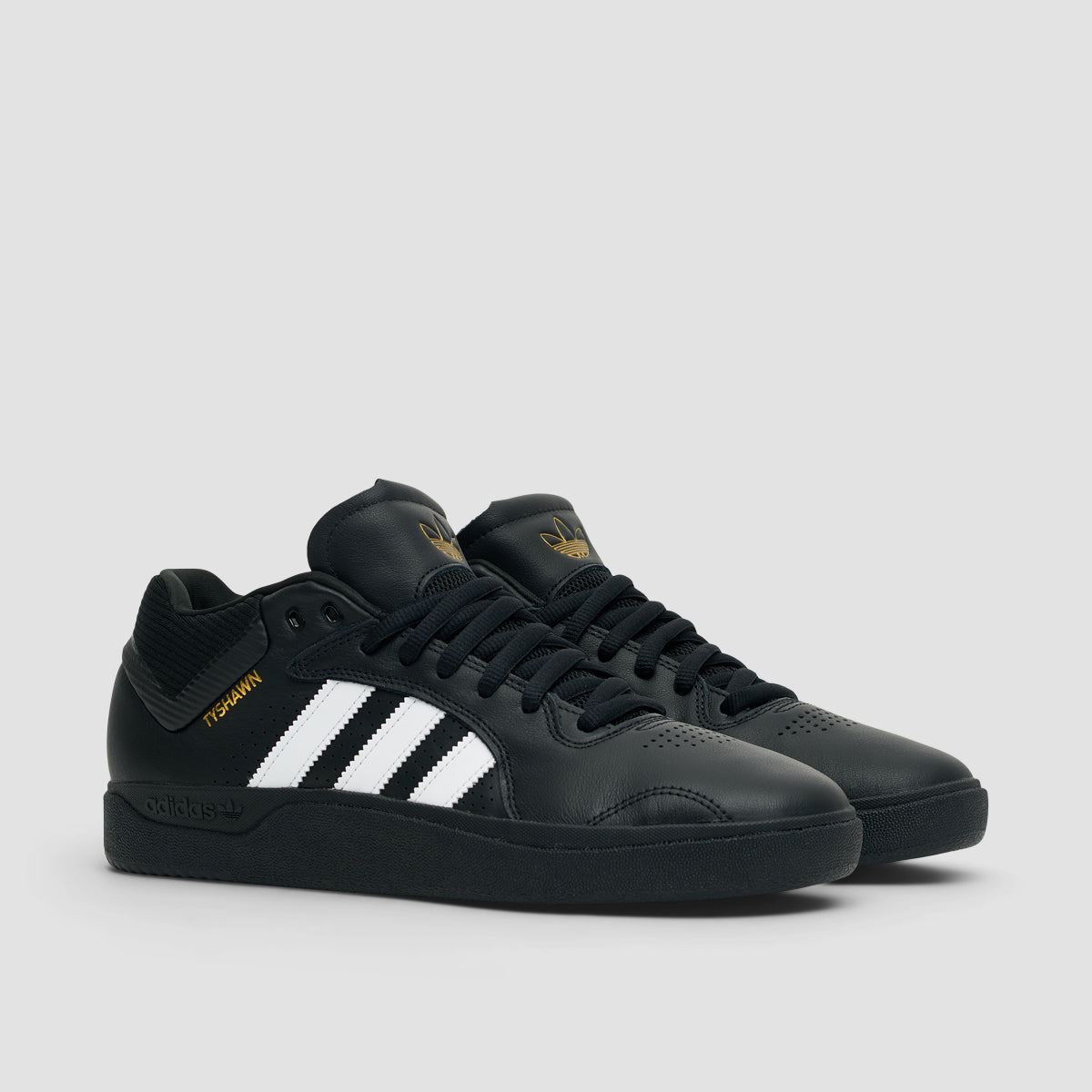 adidas Tyshawn Mid Top Shoes - Core Black/Footwear White/Gold Metallic