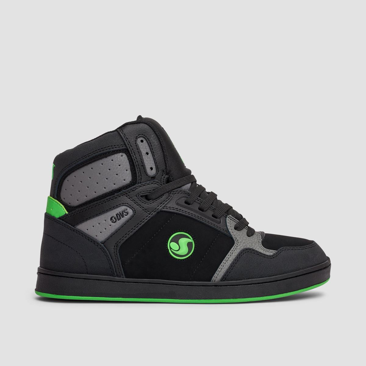 DVS Honcho High Top Shoes - Black/Charcoal/Lime Suede