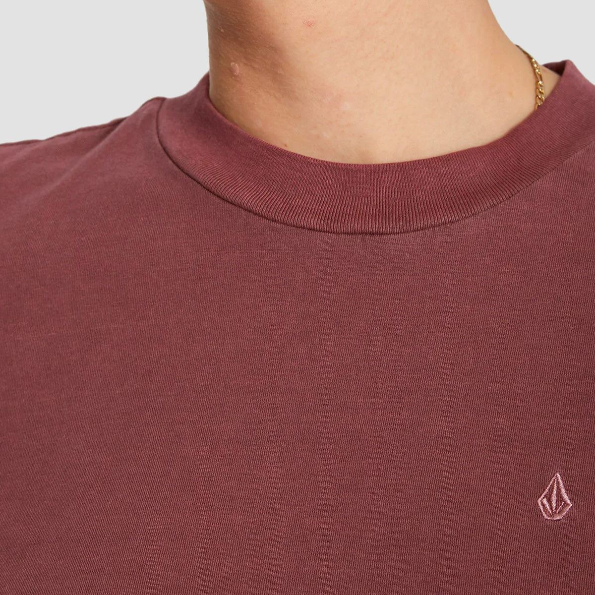 Volcom Solid Stone Embroidery T-Shirt Burgundy - Womens