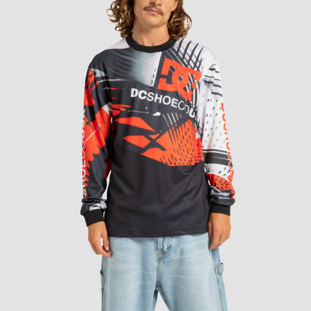 DC Burnout Longsleeve Moto T-Shirt Orange Popsicle