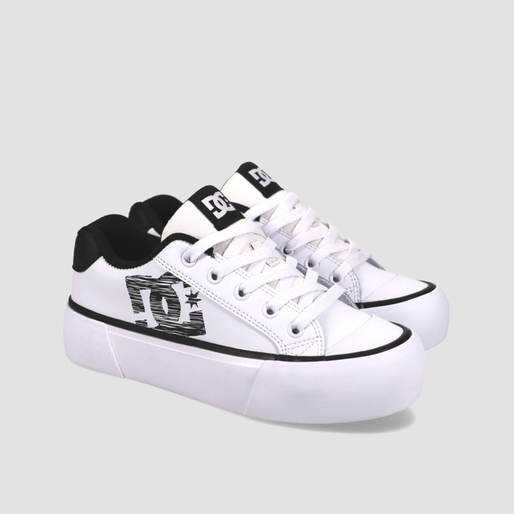 DC Chelsea Platform Shoes - White/Black - Womens