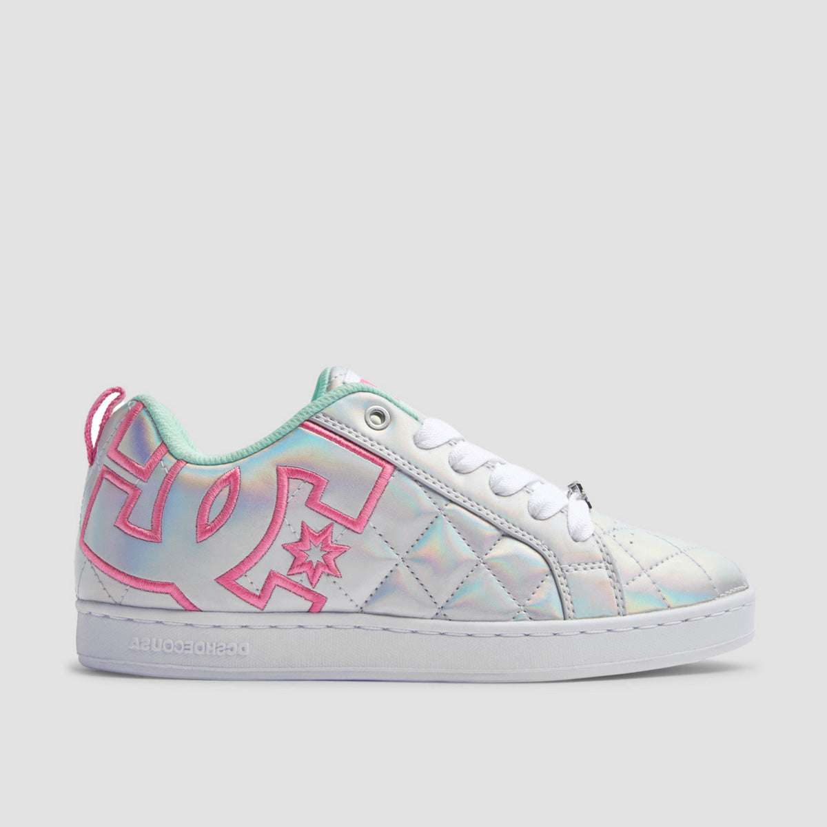 DC Court Graffik SE Shoes - White/Metallic Silver/Pink - Womens