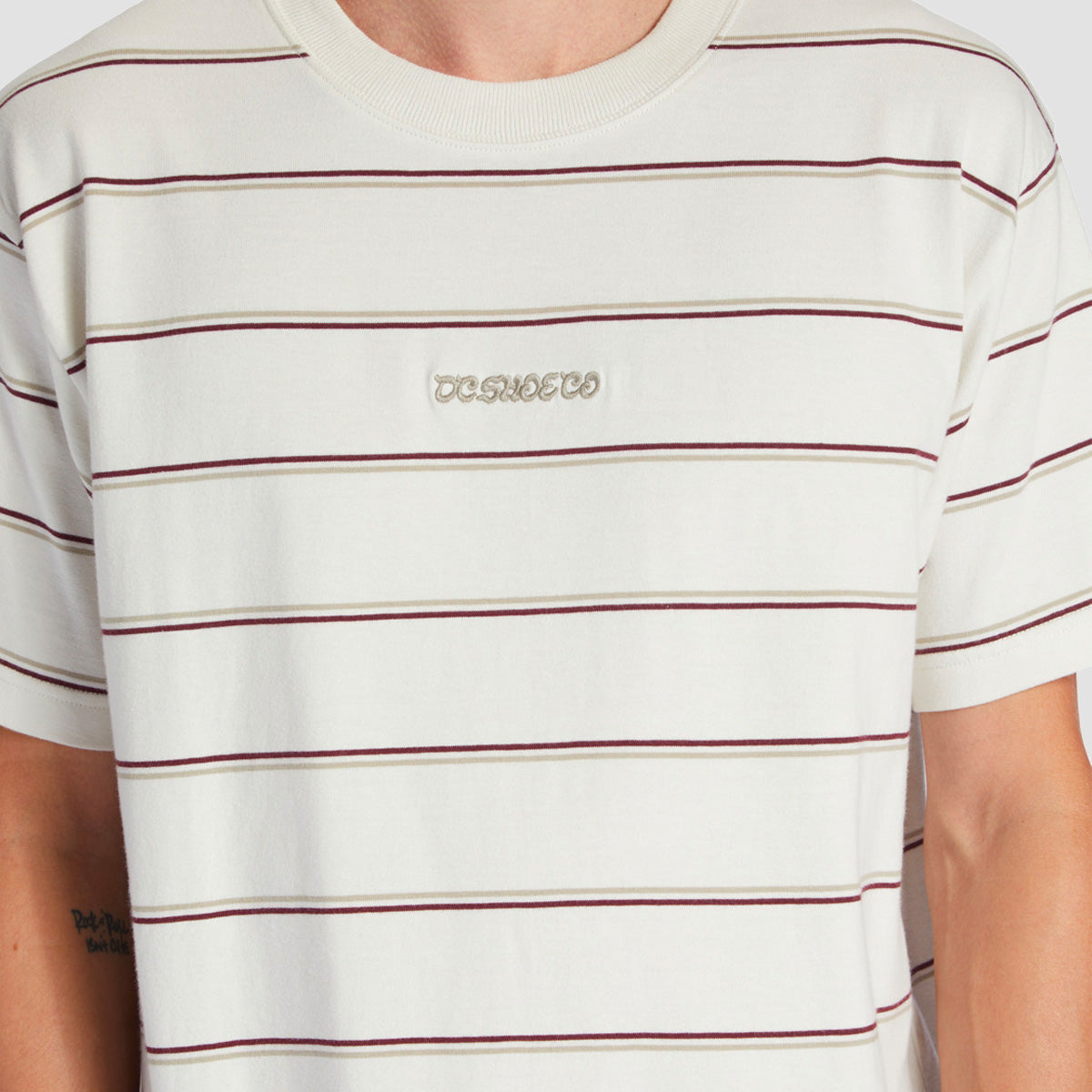 DC Kingpin Stripe T-Shirt Lily White