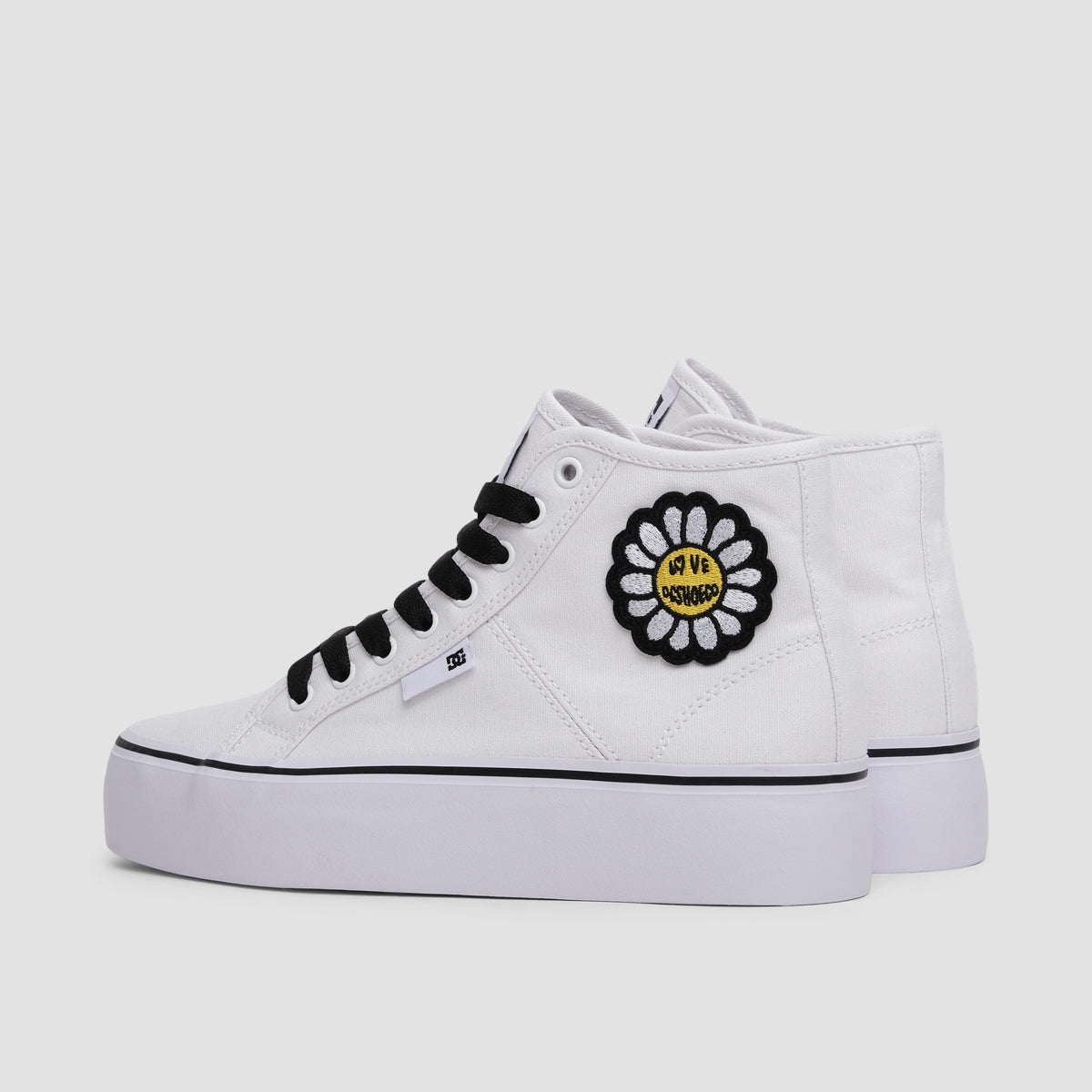 DC Manual Hi Platform Shoes - White/Black/Flower - Womens