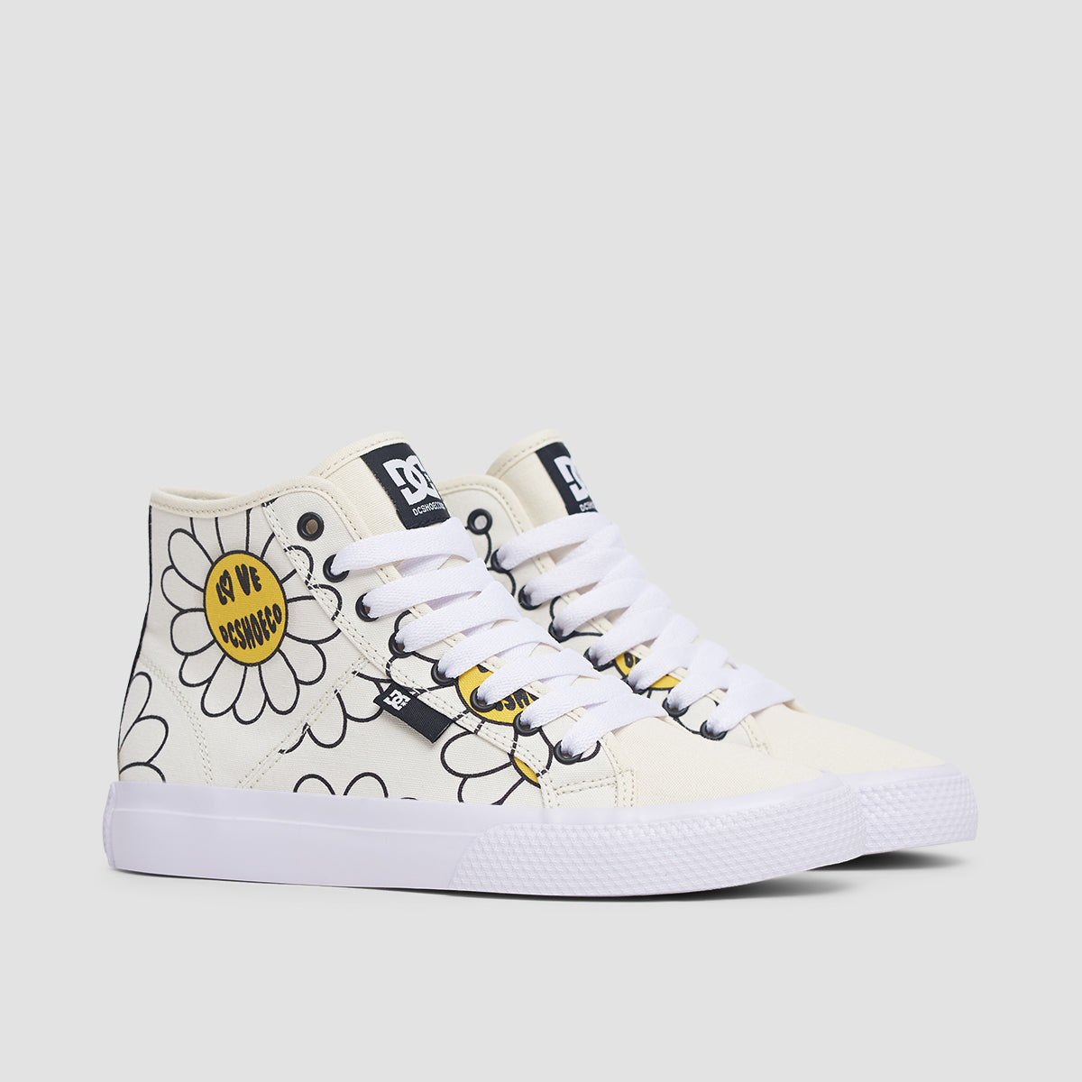 DC Manual Hi TXSE Shoes - White/Black/Flower - Womens